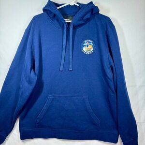 Marmot Bronco Hoodie Pullover Graphic Logo Patch Cotton Blend Blue Comfy Sz‎ XXL